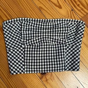 plaid picnic print sleeveless tube top